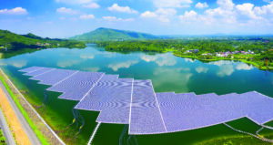 Aerial,View,Of,Floating,Solar,Panels,Or,Solar,Cell,Platform
